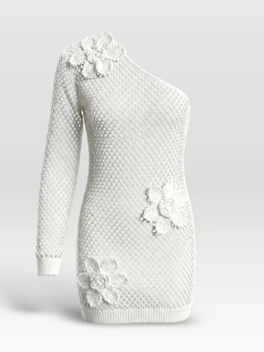 Women's Crochet Openwork Off-Shoulder Dress, French-Style Elegant